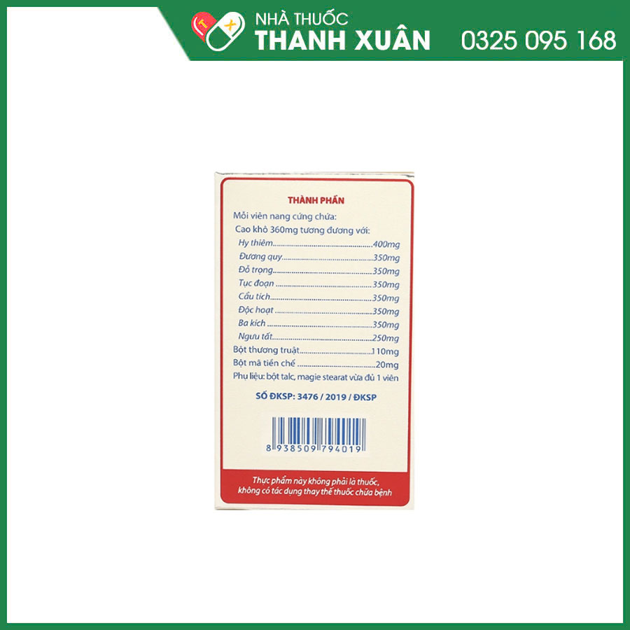 Viên Khớp Tâm Bình hỗ trợ giảm các triệu chứng của thoái hóa khớp và viêm khớp, tăng cường lưu thông khí huyết, mạnh gân cốt